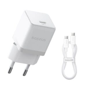 Įkroviklis Baseus Palm 20W USB-C + USB-C to USB-C cable 1.0m baltas P10111602213-01